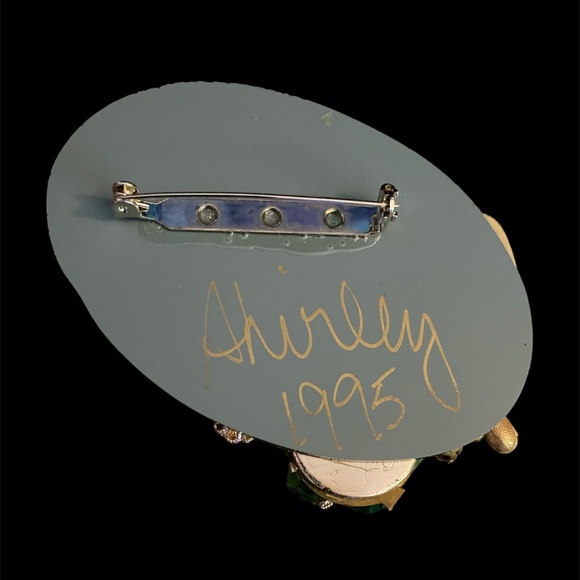 Handmade Up-cycled Brooch Artisan Repurposed Vintage Jewelry Pin Green (Broach) - Picture 5 of 5